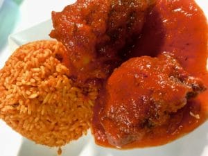 Nigerian Jollof Rice and Stew with Chicken